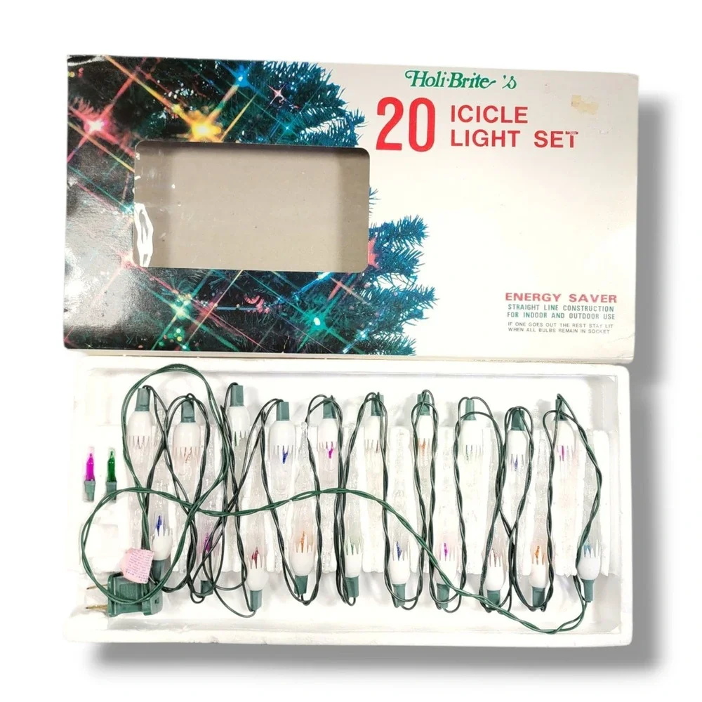 Vintage 80's Indoor/Outdoor 20 Icicle Light Set Multicolor 120V Lot Of‎ 5 New